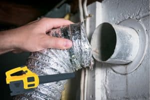 clean dryer vent with leaf blower