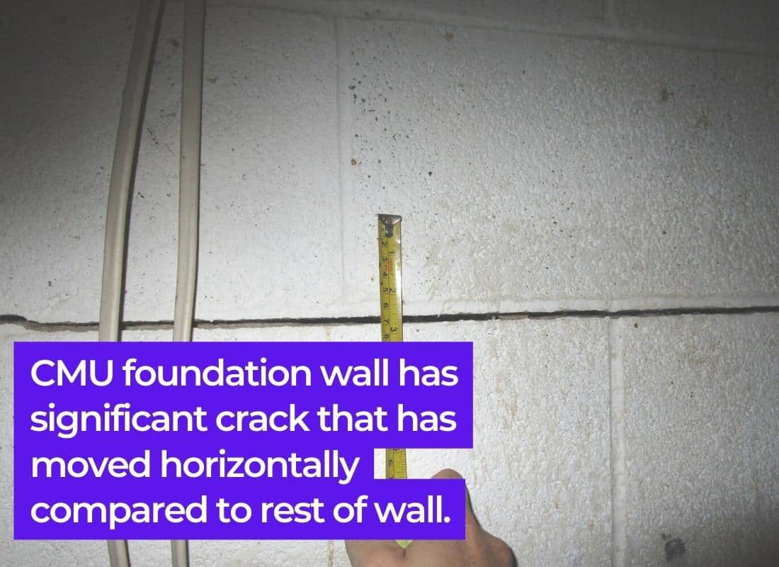 foundation inspection horizontal crack horizontal crack in cmu foundation wall