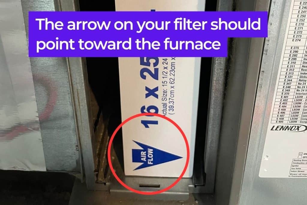 5 Reasons Why Your Furnace Keeps Turning On and Off 3 filter arrow