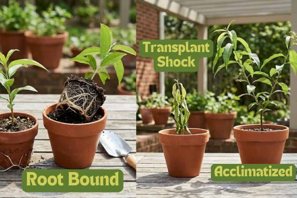 repotting peach plant