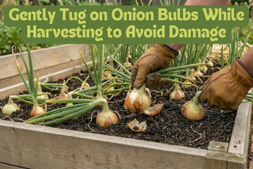 harvesting onions by hand