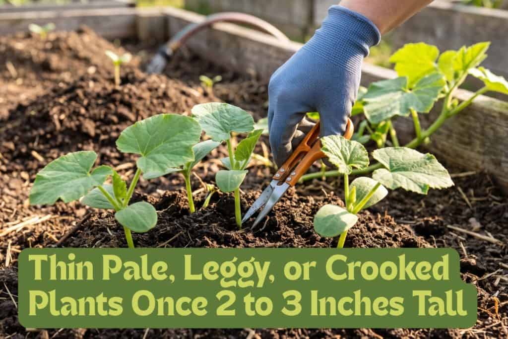 thin pumpkin seedlings